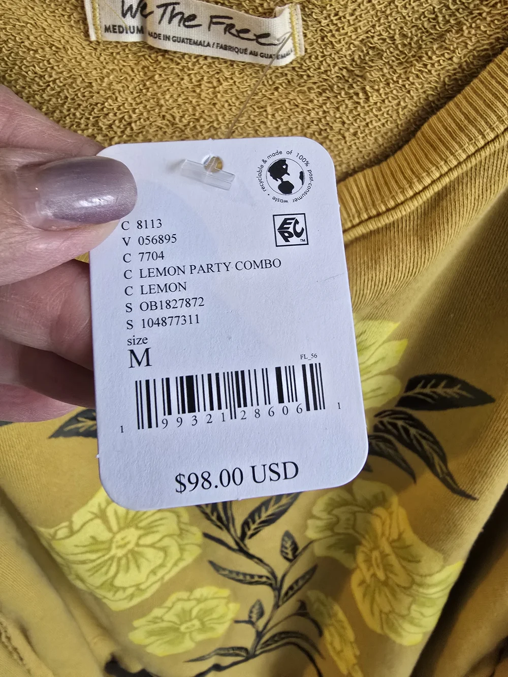 We The Free Mustard Floral Oversized Camden Sweatshirt, NWT, Size M - Picture 4 of 8